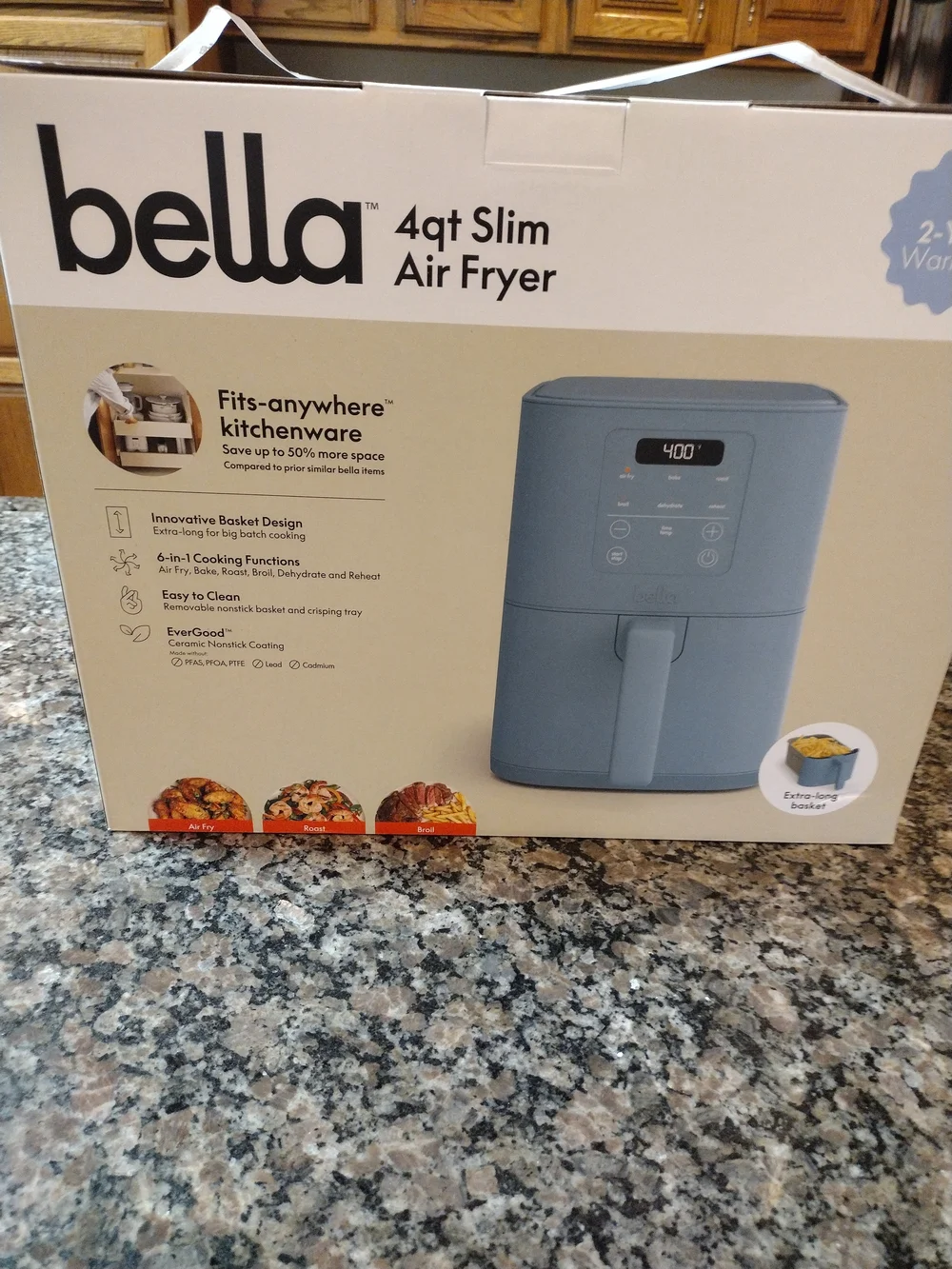 Bella 4qt Slim Air Fryer Surf ( Light Blue) new in box